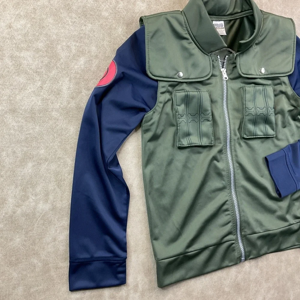 Naruto Shippuden Track Jacket Boys Sz L Anime Cosplay Zip Up Green Y2K Spirit
